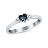 Engagement Heart Promise Ring Round Simulated Cubic Zirconia 925 Sterling Silver