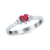 Engagement Heart Promise Ring Round Simulated Cubic Zirconia 925 Sterling Silver