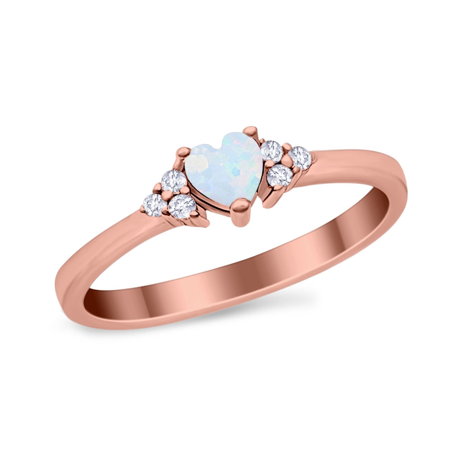 Engagement Heart Promise Ring Round Simulated Cubic Zirconia 925 Sterling Silver