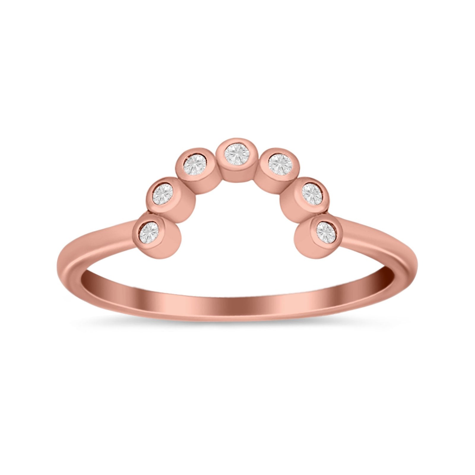 Curved Thumb Ring Eternity Wedding Band Round Simulated CZ 925 Sterling Silver