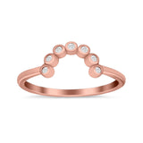 Curved Thumb Ring Eternity Wedding Band Round Simulated CZ 925 Sterling Silver