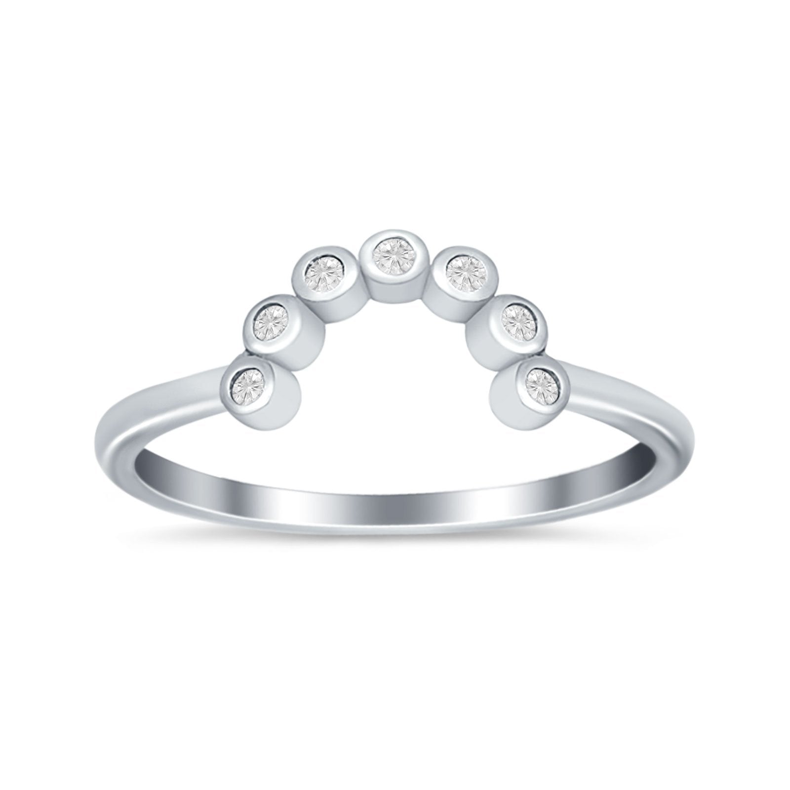 Curved Thumb Ring Eternity Wedding Band Round Simulated CZ 925 Sterling Silver