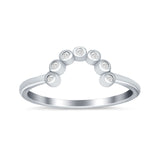 Curved Thumb Ring Eternity Wedding Band Round Simulated CZ 925 Sterling Silver