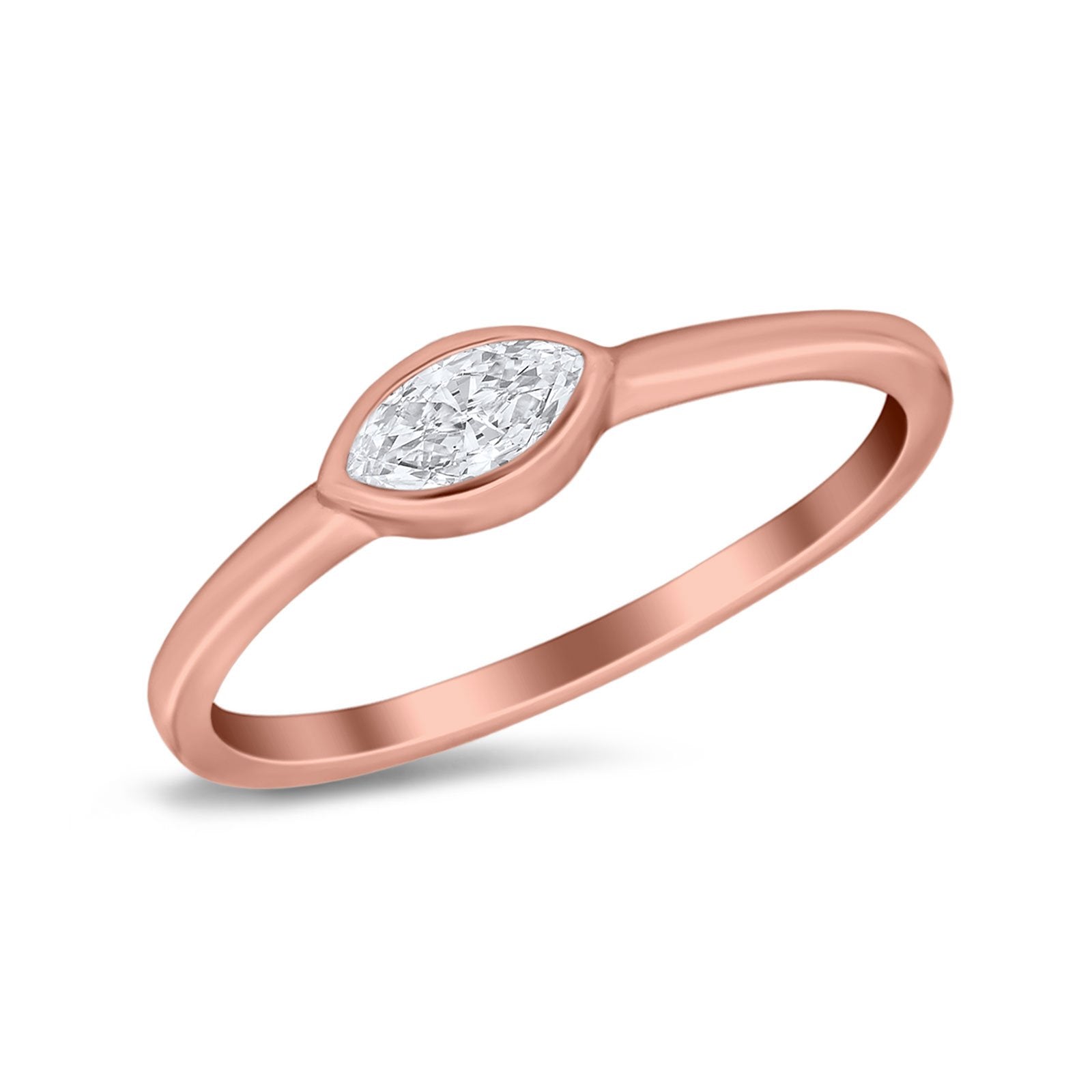 Petite Dainty Wedding Ring Simulated Marquise Cubic Zirconia 925 Sterling Silver