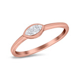 Petite Dainty Wedding Ring Simulated Marquise Cubic Zirconia 925 Sterling Silver