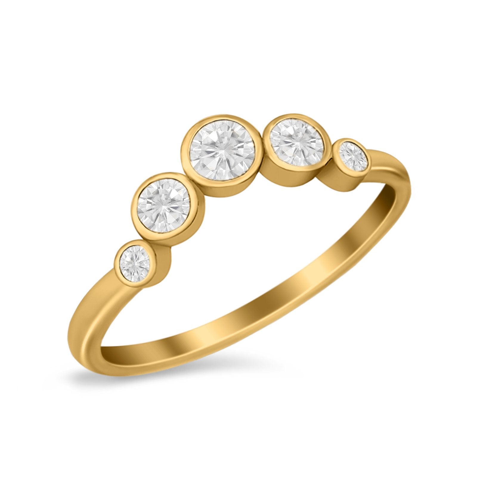 Curved Thumb Ring Wedding Round Bezel Eternity Simulated CZ 925 Sterling Silver