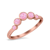 Curved Thumb Ring Wedding Round Bezel Eternity Simulated CZ 925 Sterling Silver