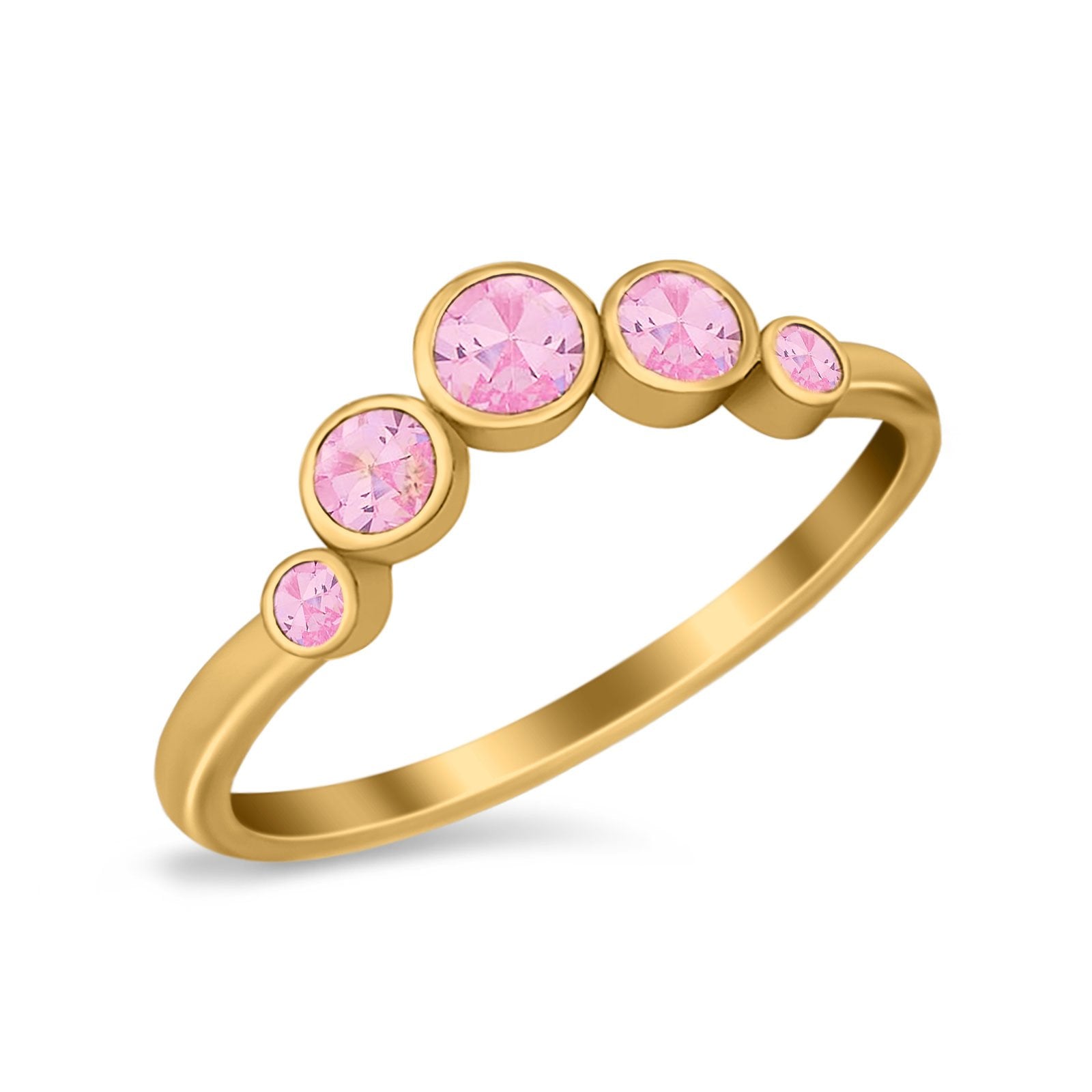 Curved Thumb Ring Wedding Round Bezel Eternity Simulated CZ 925 Sterling Silver