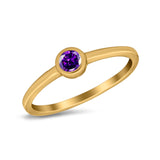 Petite Dainty Wedding Ring Bezel Simulated Cubic Zirconia 925 Sterling Silver