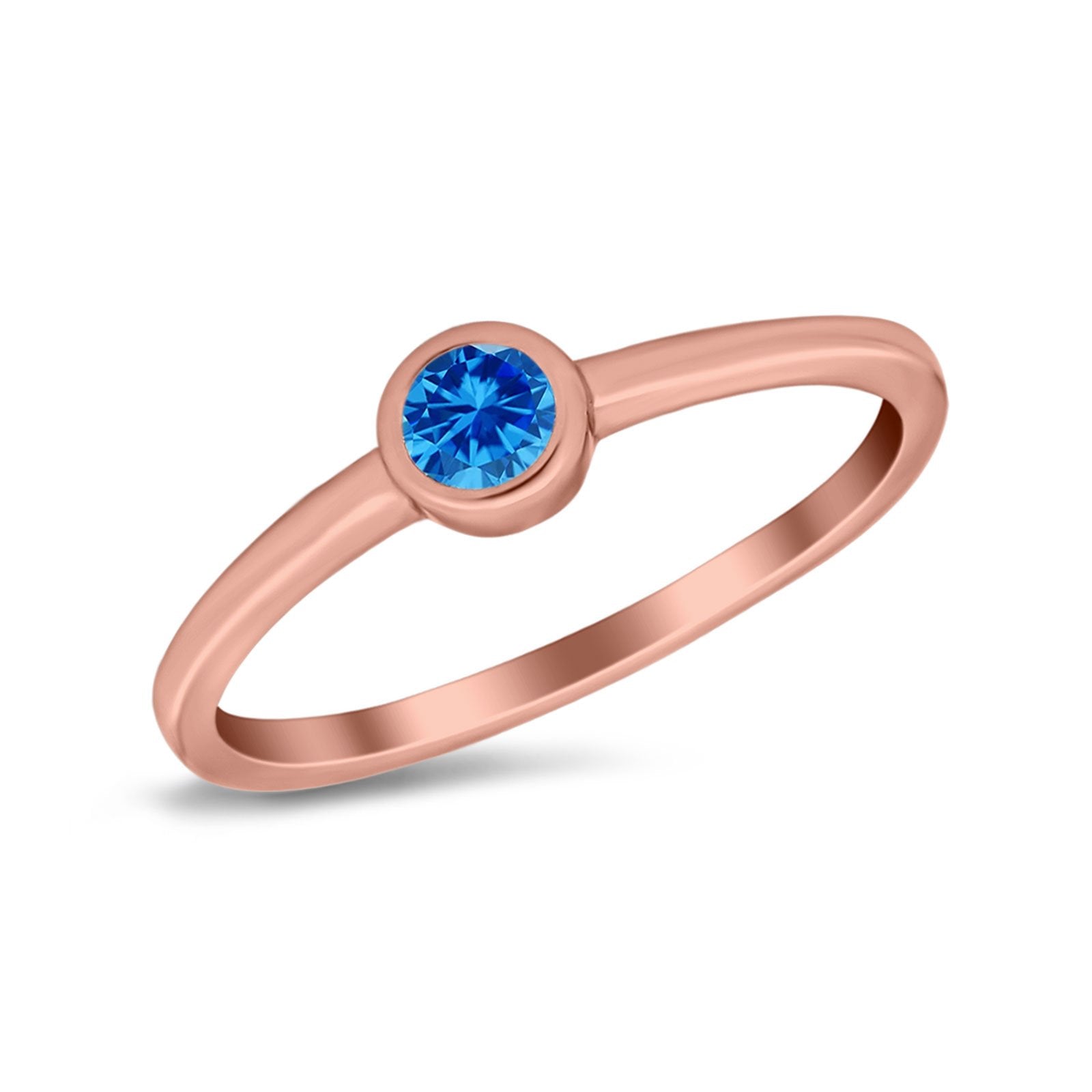 Petite Dainty Wedding Ring Bezel Simulated Cubic Zirconia 925 Sterling Silver