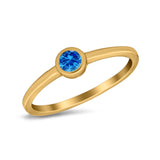 Petite Dainty Wedding Ring Bezel Simulated Cubic Zirconia 925 Sterling Silver