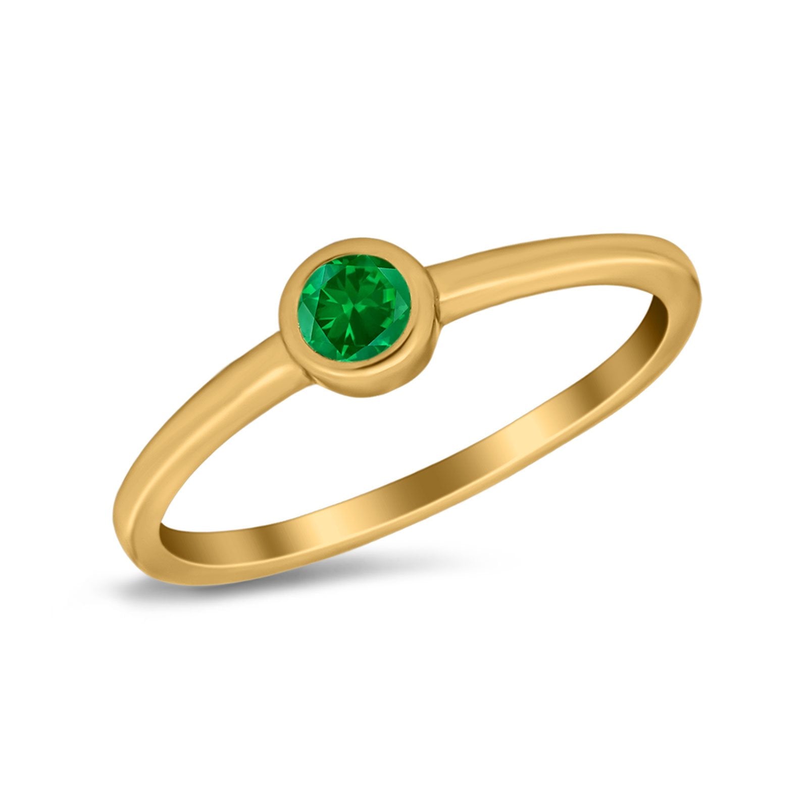 Petite Dainty Wedding Ring Bezel Simulated Cubic Zirconia 925 Sterling Silver