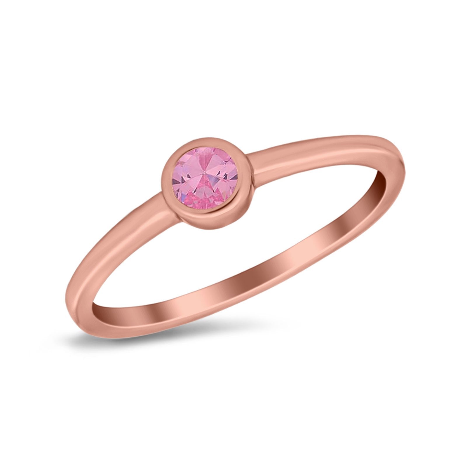 Petite Dainty Wedding Ring Bezel Simulated Cubic Zirconia 925 Sterling Silver