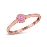 Petite Dainty Wedding Ring Bezel Simulated Cubic Zirconia 925 Sterling Silver