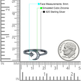 Moon & Star Wedding Band Ring Round Simulated Cubic Zirconia 925 Sterling Silver