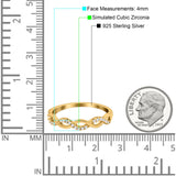 Half Eternity Infinity Twist Band Simulated Cubic Zirconia 925 Sterling Silver