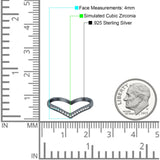 Half Eternity Heart Band Wedding Ring Round Simulated Cubic Zirconia 925 Sterling Silver (4mm)