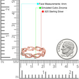 Eternity Band Engagement Wedding Ring Round Simulated Cubic Zirconia 925 Sterling Silver (4mm)