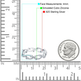 Eternity Band Engagement Wedding Ring Round Simulated Cubic Zirconia 925 Sterling Silver (4mm)