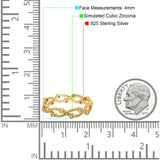 Eternity Band Engagement Wedding Ring Round Simulated Cubic Zirconia 925 Sterling Silver (4mm)