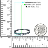 Petite Dainty Band Round Thumb Ring Wedding Band Simulated Cubic Zirconia 925 Sterling Silver