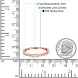 Petite Dainty Band Round Thumb Ring Wedding Band Simulated Cubic Zirconia 925 Sterling Silver