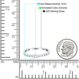 Petite Dainty Band Round Thumb Ring Wedding Band Simulated Cubic Zirconia 925 Sterling Silver