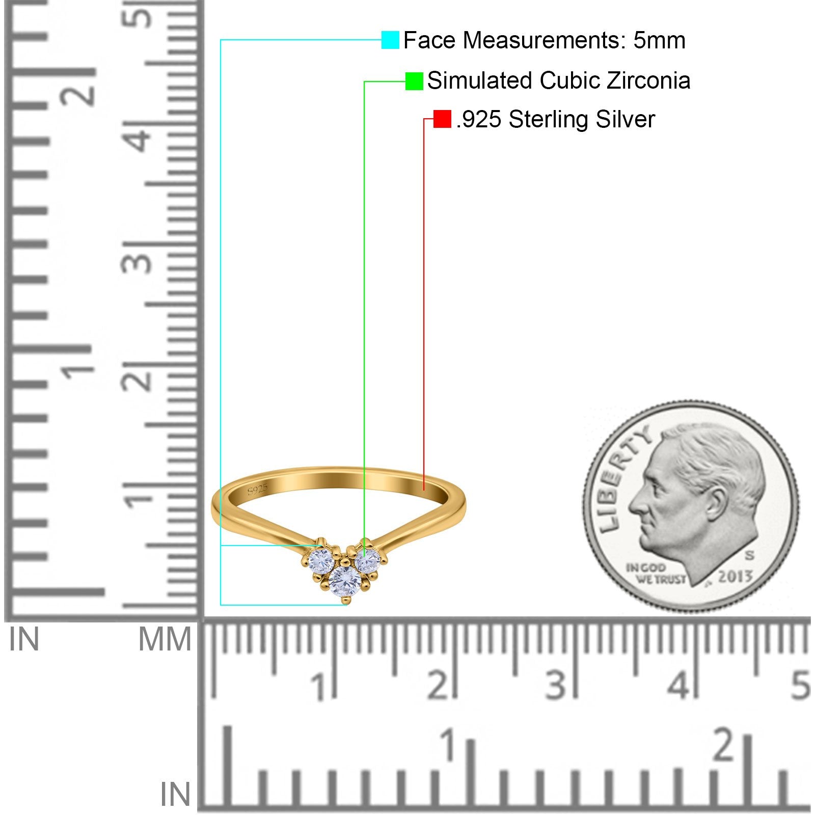Geometric Heart Band Wedding Ring Round Simulated Cubic Zirconia 925 Sterling Silver (5mm)