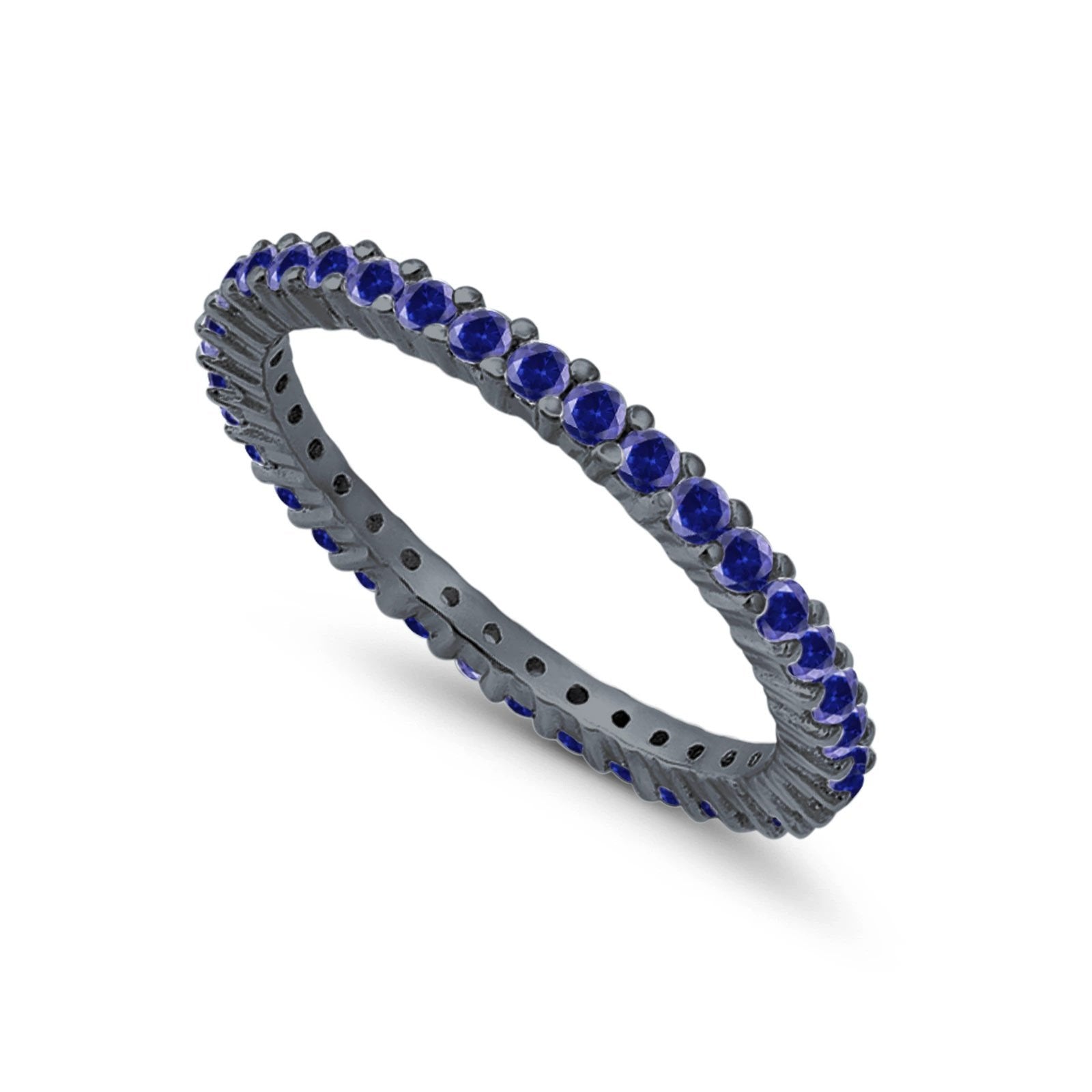 Full Eternity Wedding Band Round Simulated CZ Ring 925 Sterling Silver