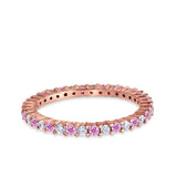 Full Eternity Wedding Band Round Simulated CZ Ring 925 Sterling Silver