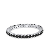 Full Eternity Wedding Band Round Simulated CZ Ring 925 Sterling Silver