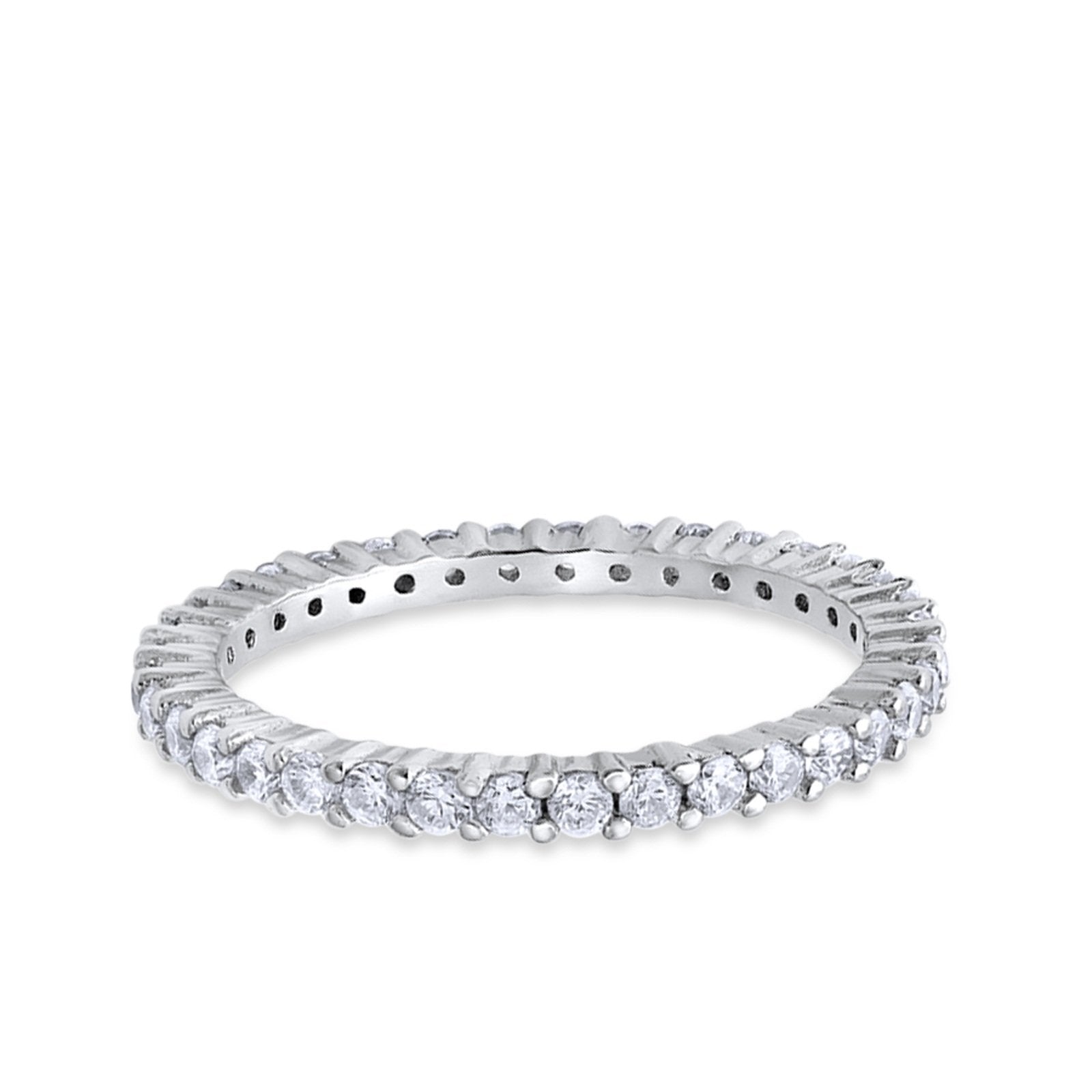 Full Eternity Wedding Band Round Simulated CZ Ring 925 Sterling Silver