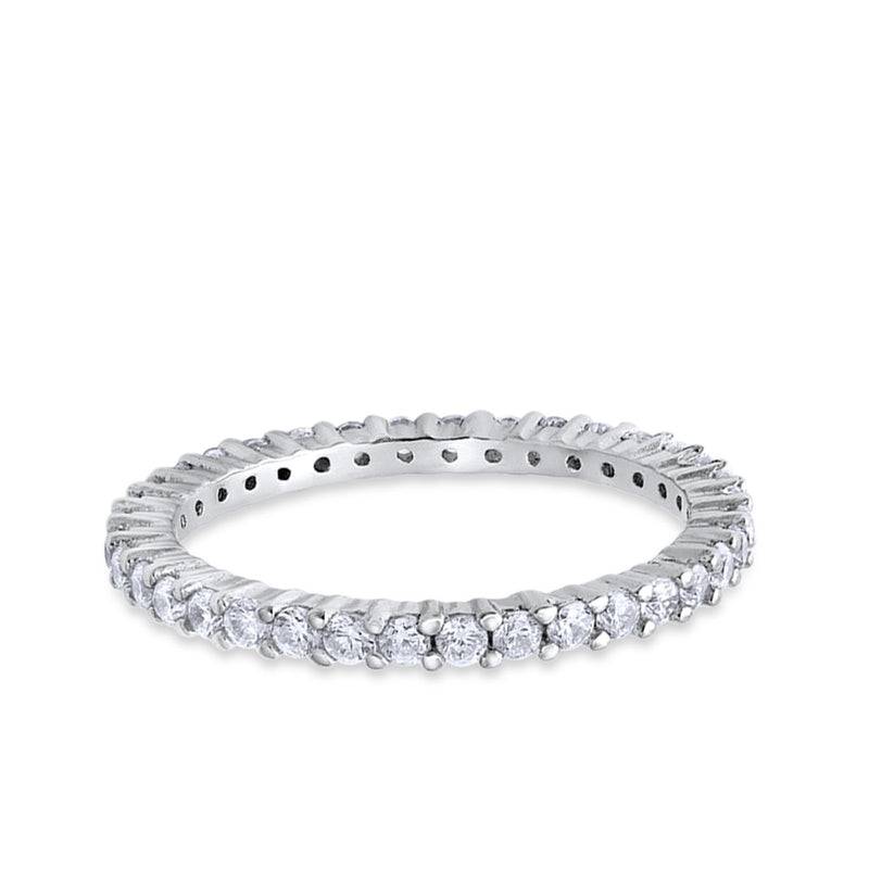 Full Eternity Wedding Band Round Simulated CZ Ring 925 Sterling Silver