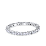 Full Eternity Wedding Band Round Simulated CZ Ring 925 Sterling Silver