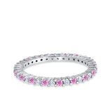Full Eternity Wedding Band Round Simulated CZ Ring 925 Sterling Silver