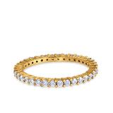 Full Eternity Wedding Band Round Simulated CZ Ring 925 Sterling Silver