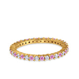 Full Eternity Wedding Band Round Simulated CZ Ring 925 Sterling Silver