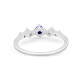 Petite Dainty Fashion Ring Round Simulated Cubic Zirconia 925 Sterling Silver