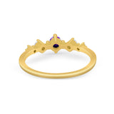 Petite Dainty Fashion Ring Round Simulated Cubic Zirconia 925 Sterling Silver