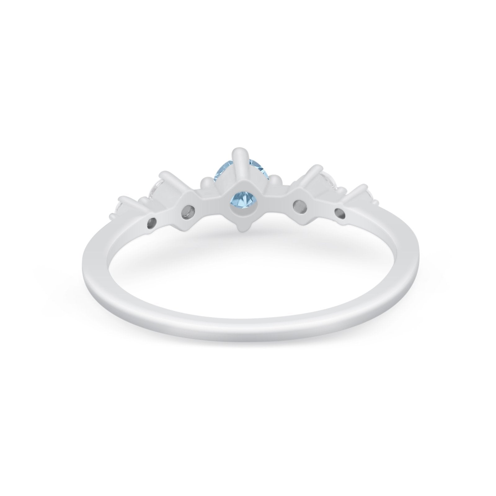 Petite Dainty Fashion Ring Round Simulated Cubic Zirconia 925 Sterling Silver