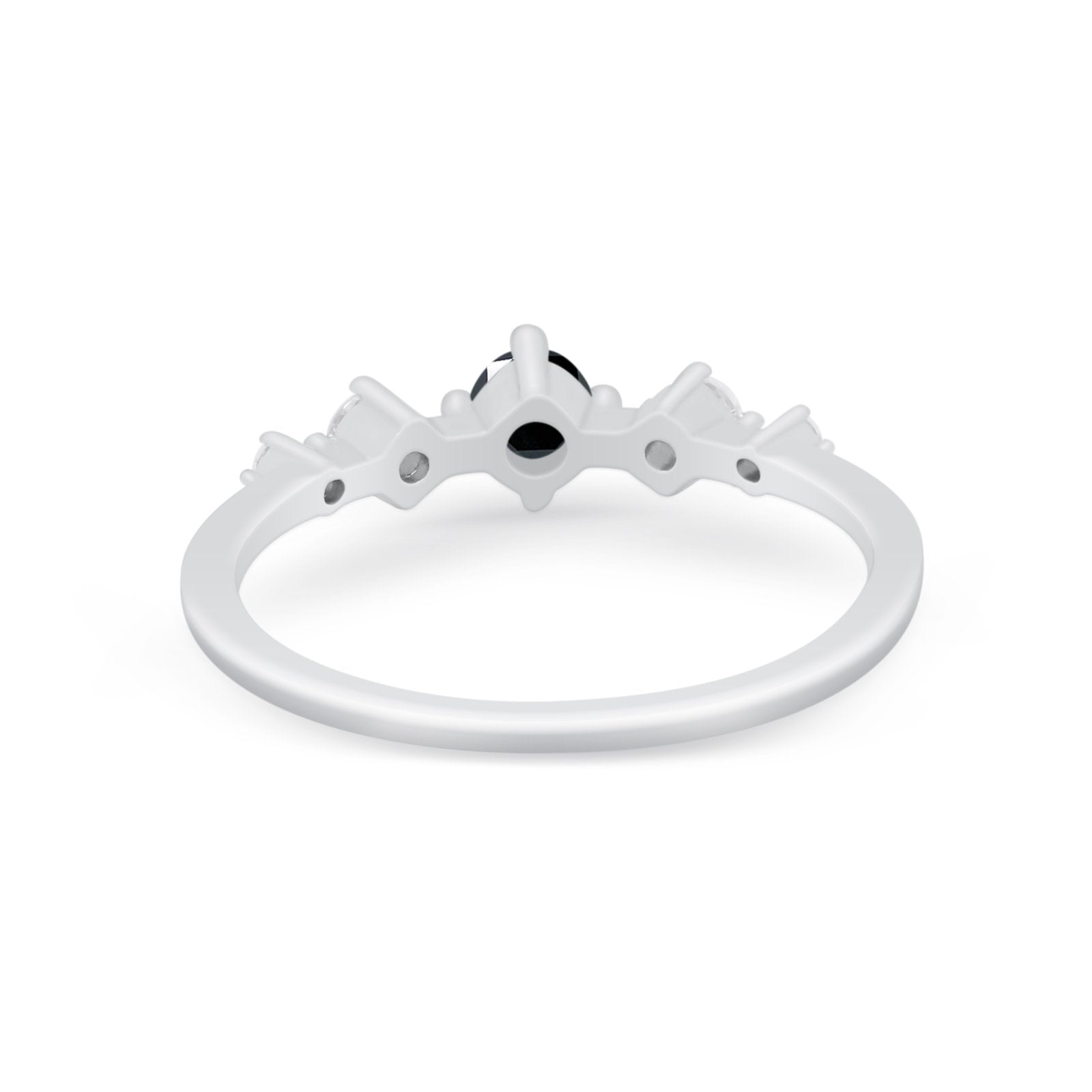 Petite Dainty Fashion Ring Round Simulated Cubic Zirconia 925 Sterling Silver