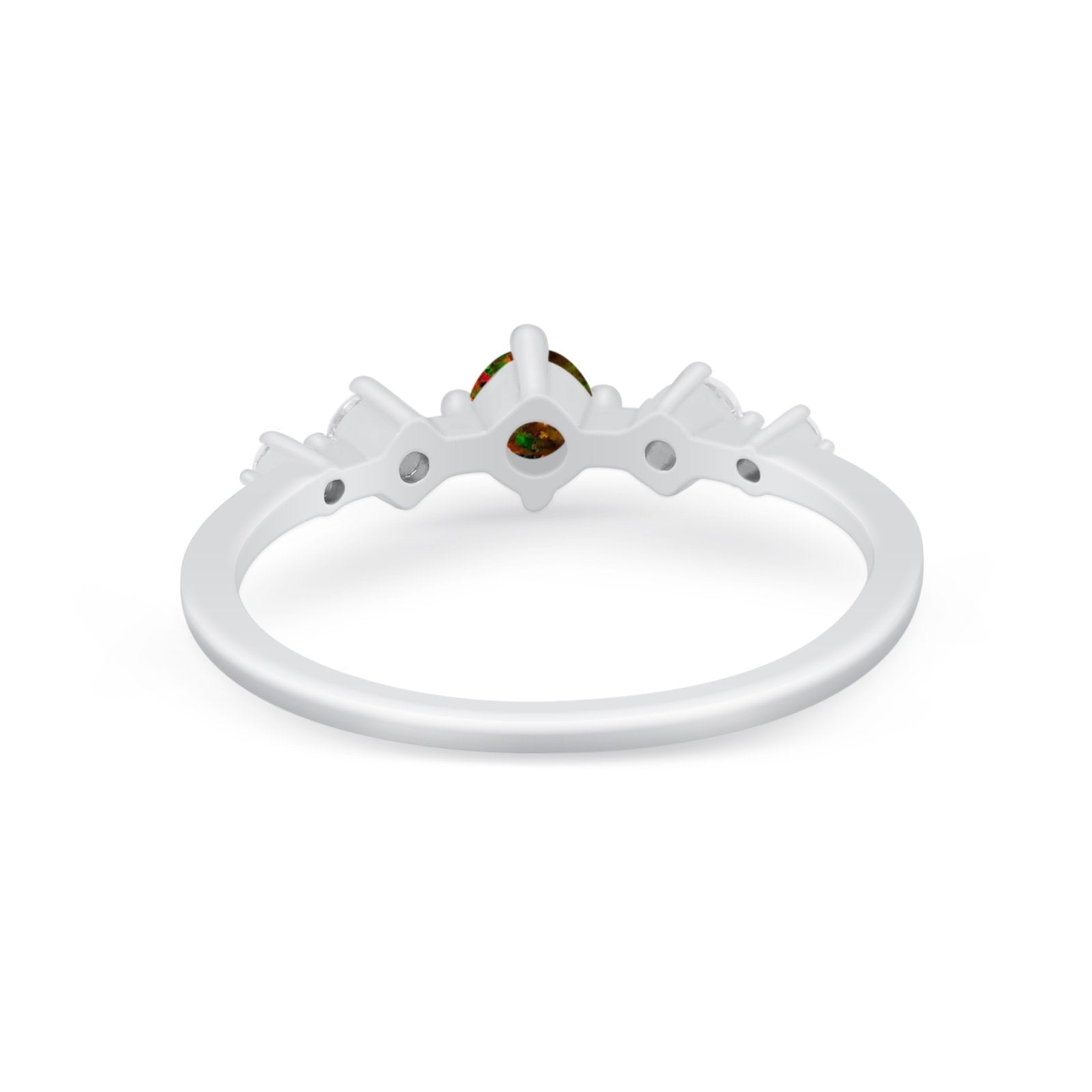 Petite Dainty Fashion Ring Round Simulated Cubic Zirconia 925 Sterling Silver
