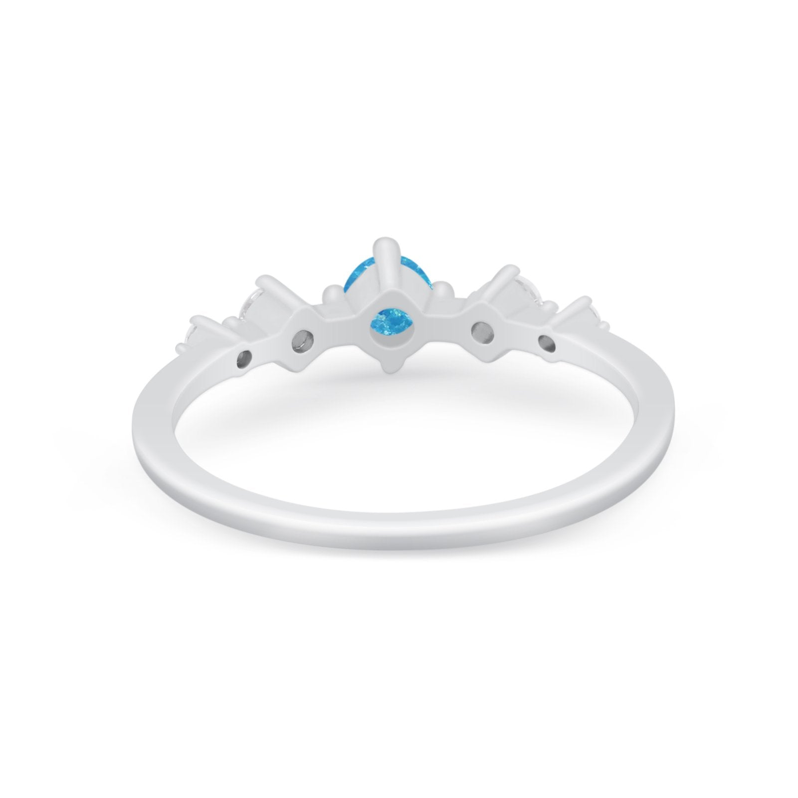 Petite Dainty Fashion Ring Round Simulated Cubic Zirconia 925 Sterling Silver