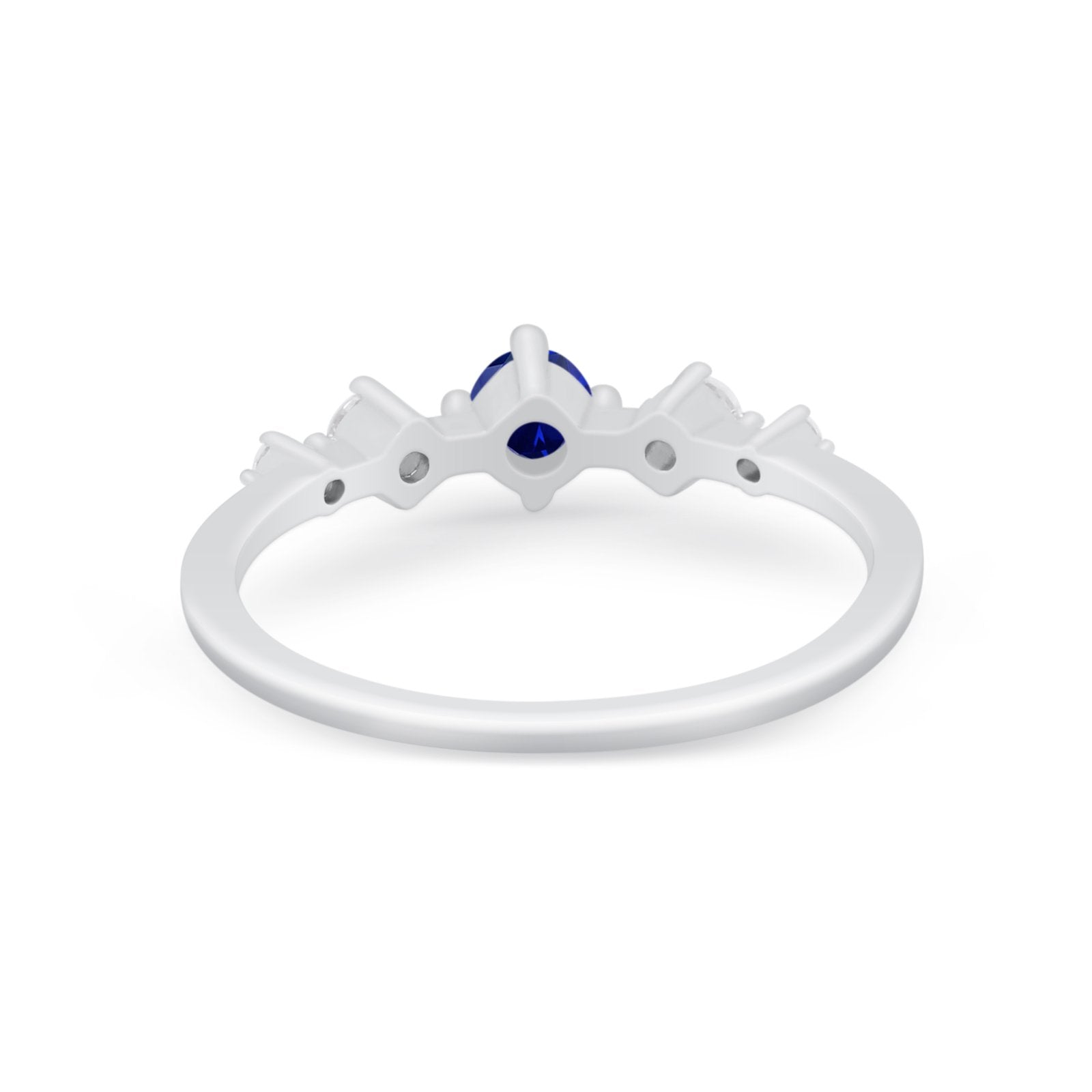Petite Dainty Fashion Ring Round Simulated Cubic Zirconia 925 Sterling Silver