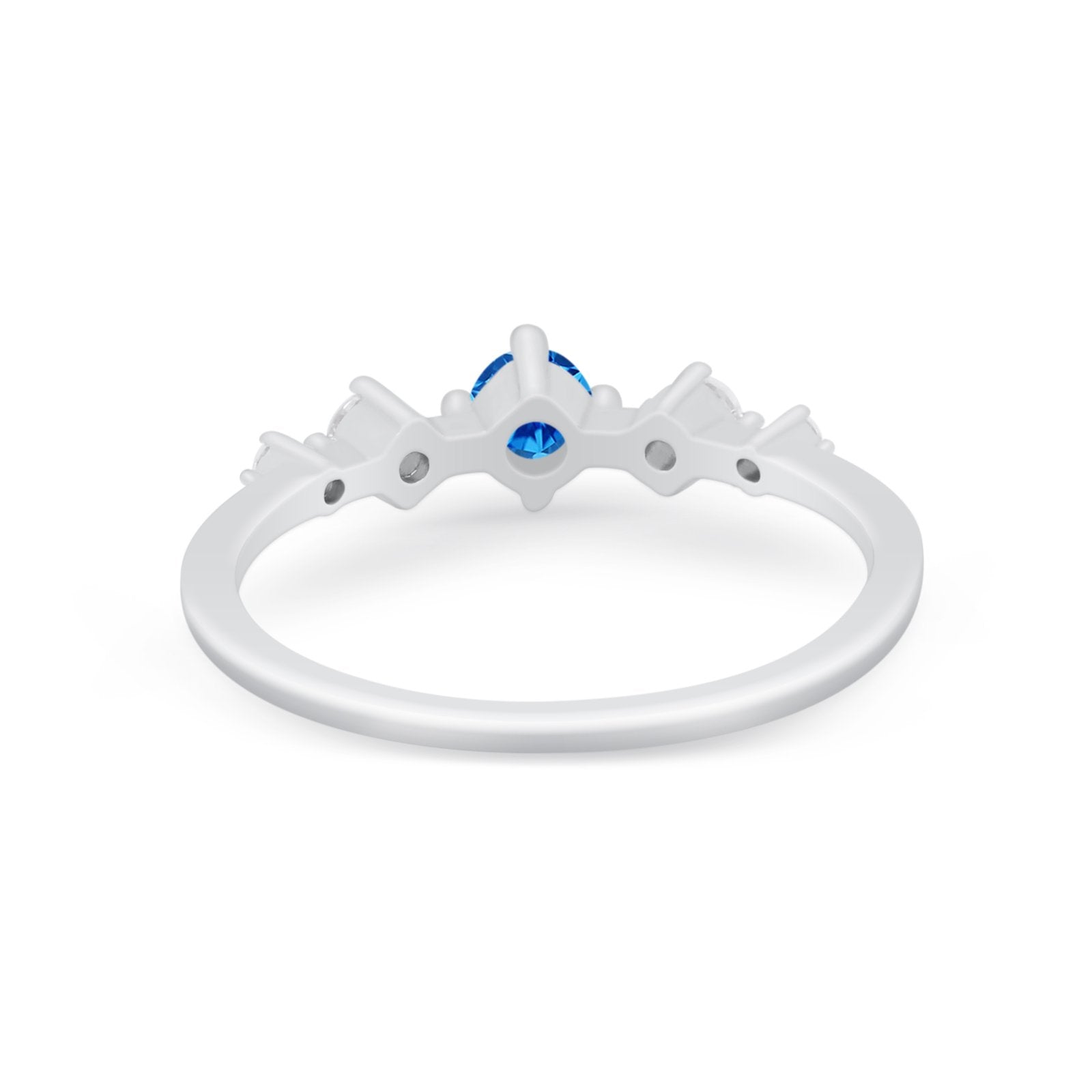 Petite Dainty Fashion Ring Round Simulated Cubic Zirconia 925 Sterling Silver