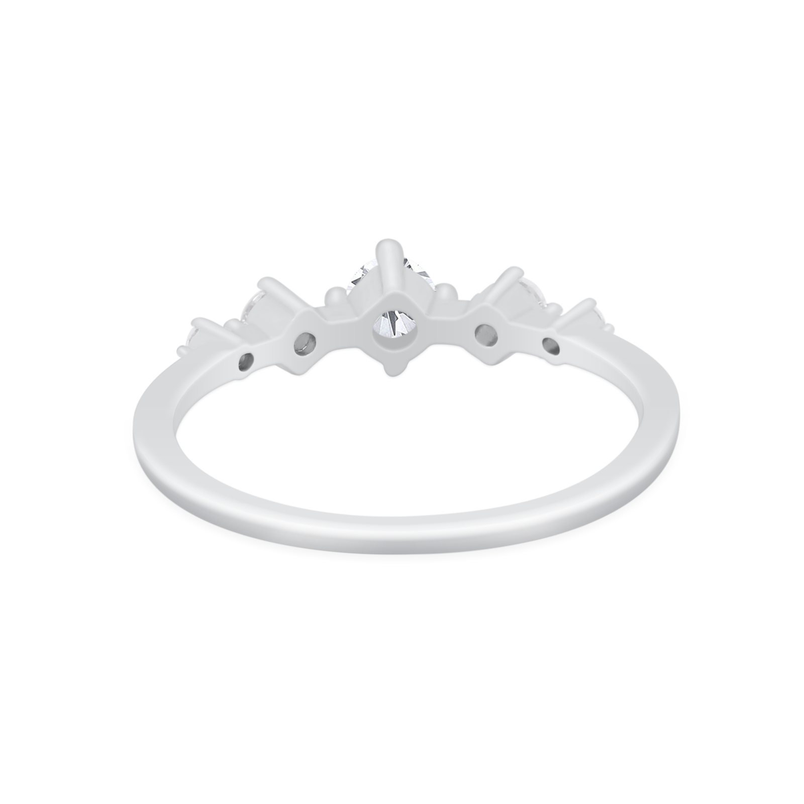 Petite Dainty Fashion Ring Round Simulated Cubic Zirconia 925 Sterling Silver