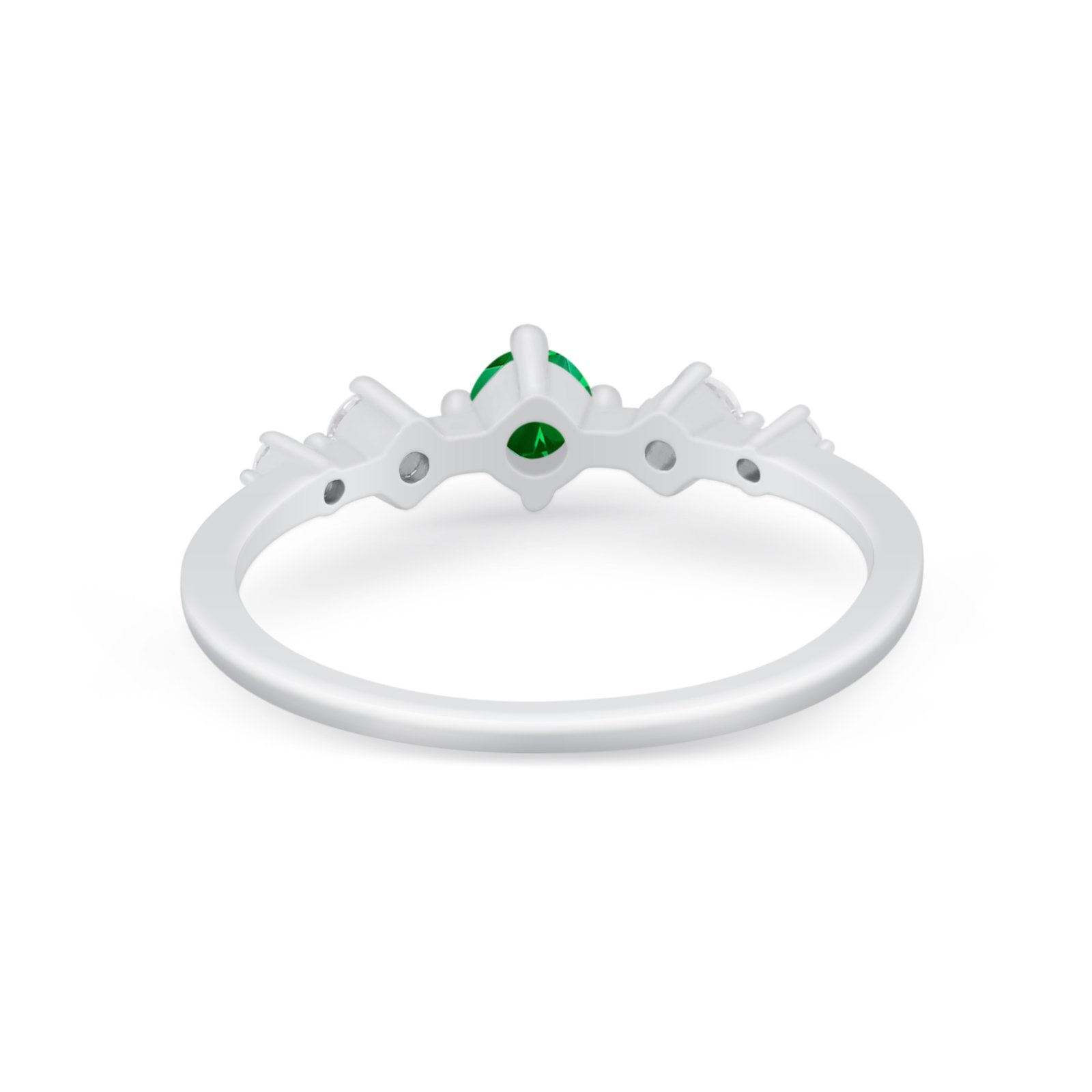 Petite Dainty Fashion Ring Round Simulated Cubic Zirconia 925 Sterling Silver