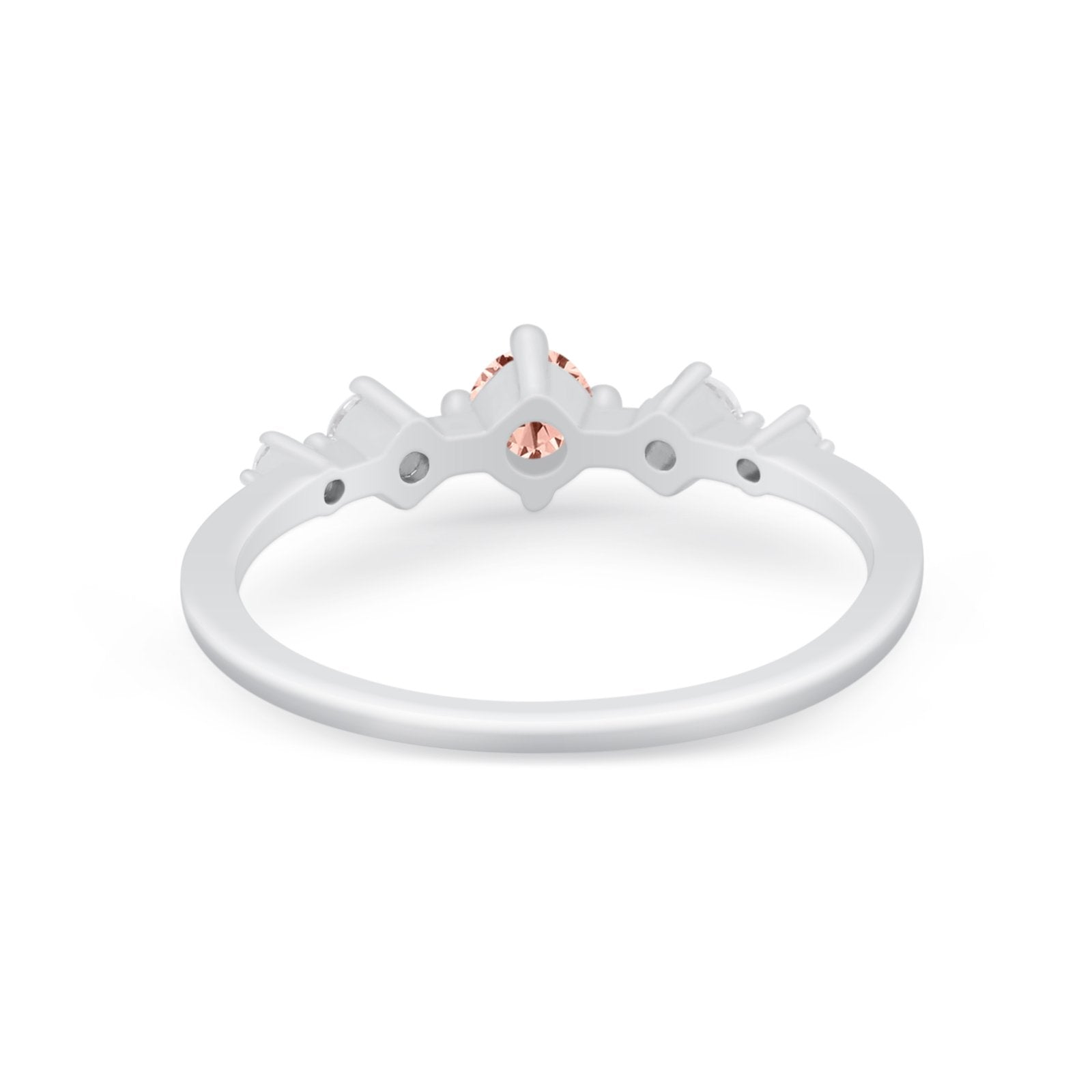 Petite Dainty Fashion Ring Round Simulated Cubic Zirconia 925 Sterling Silver