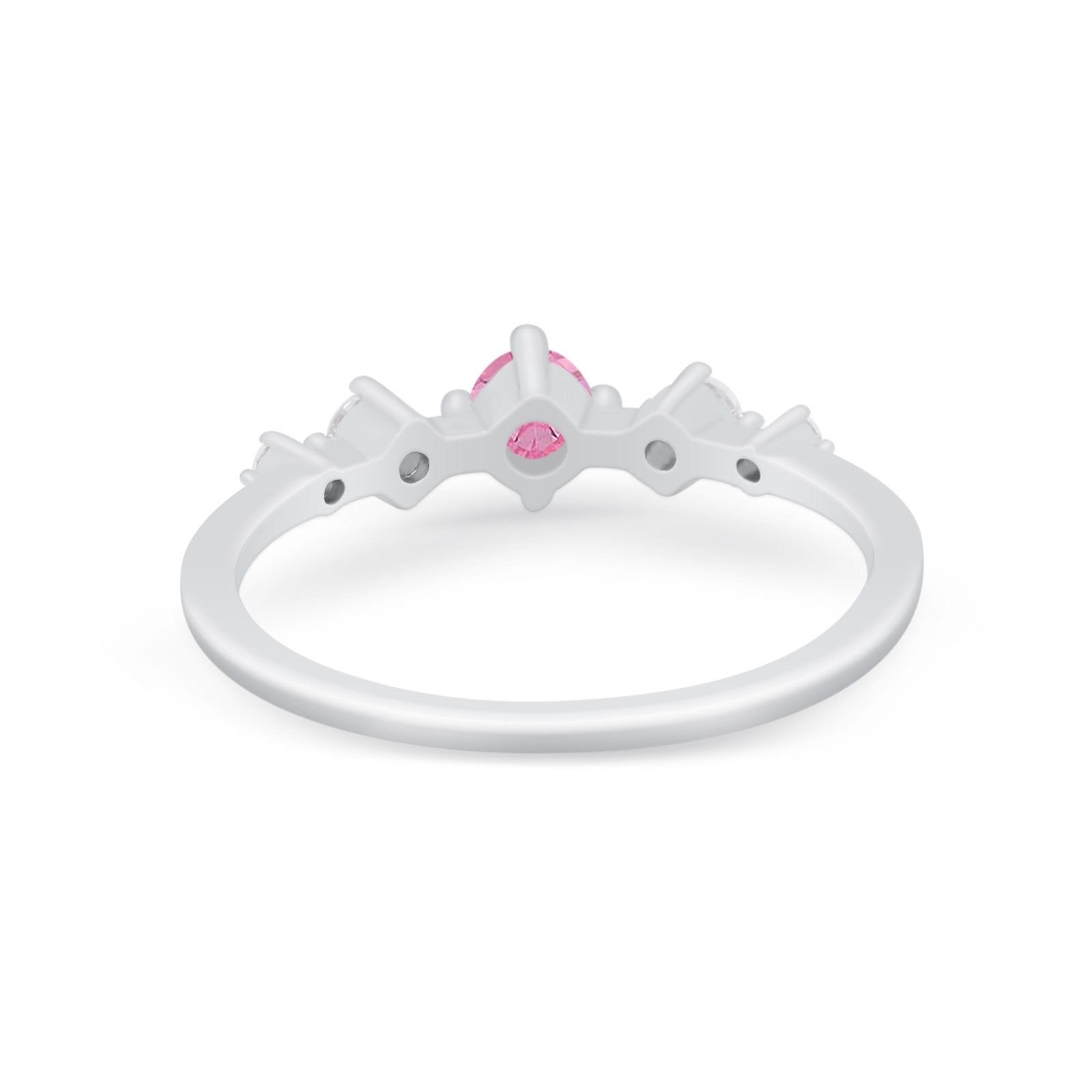 Petite Dainty Fashion Ring Round Simulated Cubic Zirconia 925 Sterling Silver