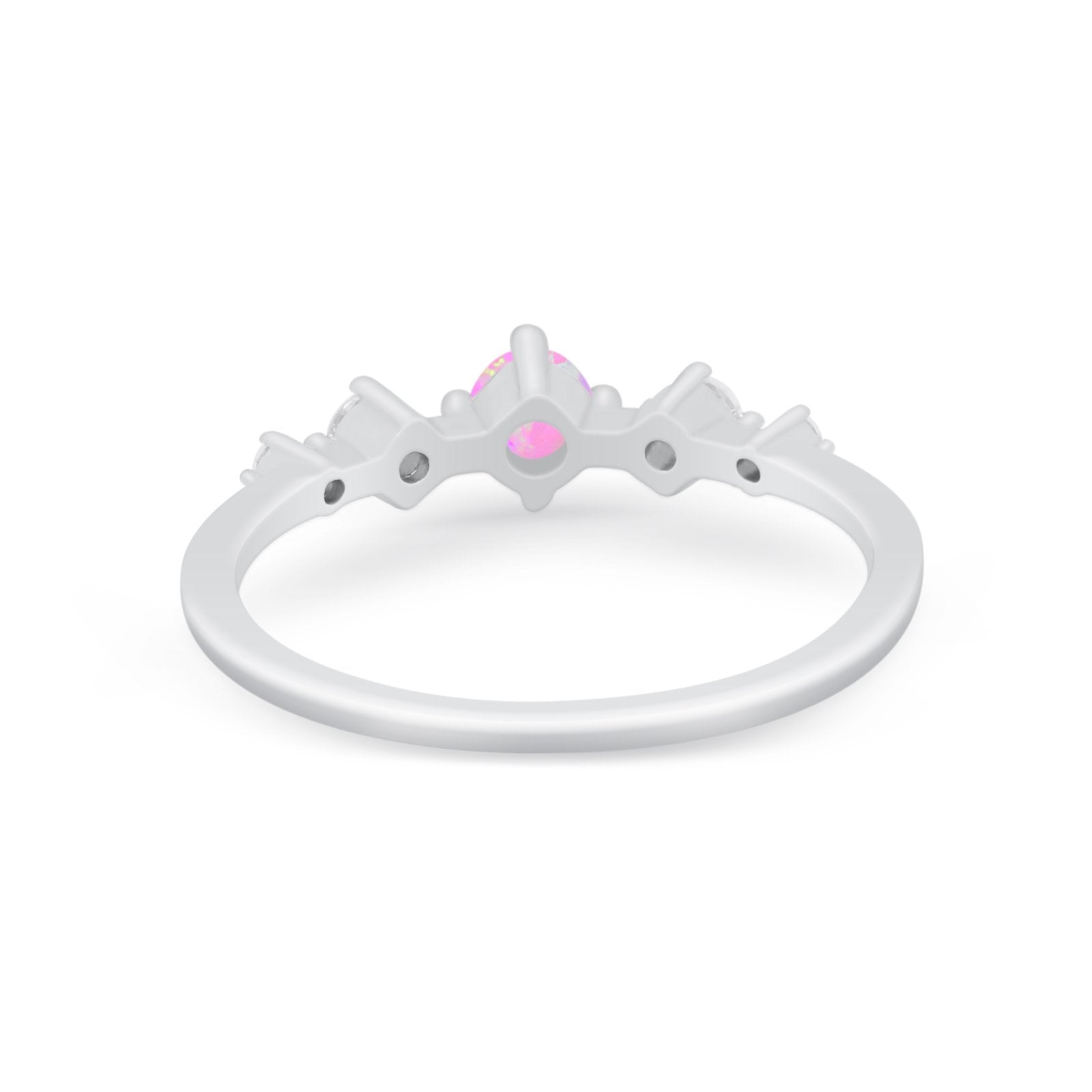 Petite Dainty Fashion Ring Round Simulated Cubic Zirconia 925 Sterling Silver